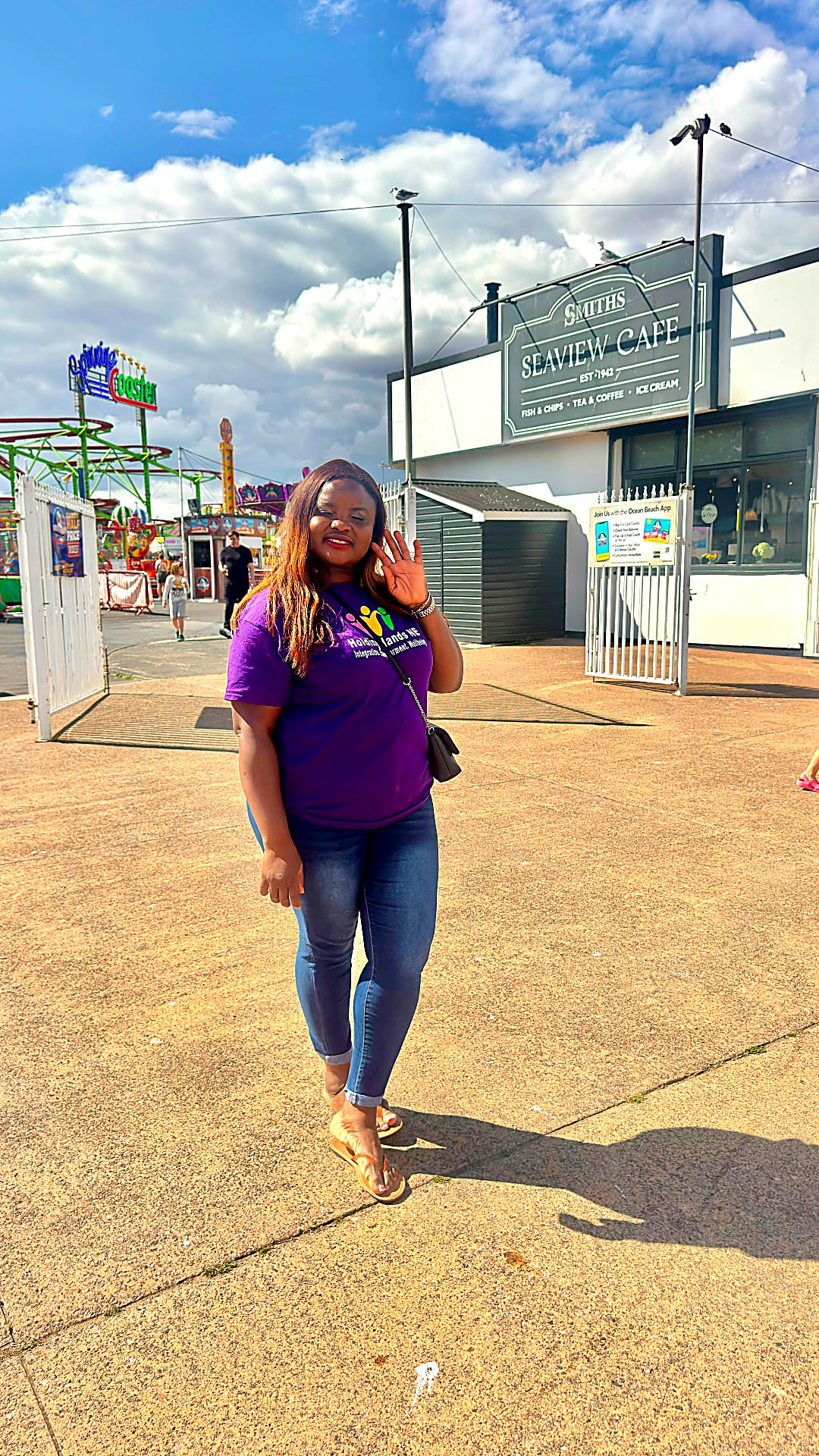 Jennifer Orji, founder and chief executive of Holding Hands Northeast, at Ocean Beach Pleasure Park during the YAA Summer Day Out. Photograph: Holding Hands Northeast