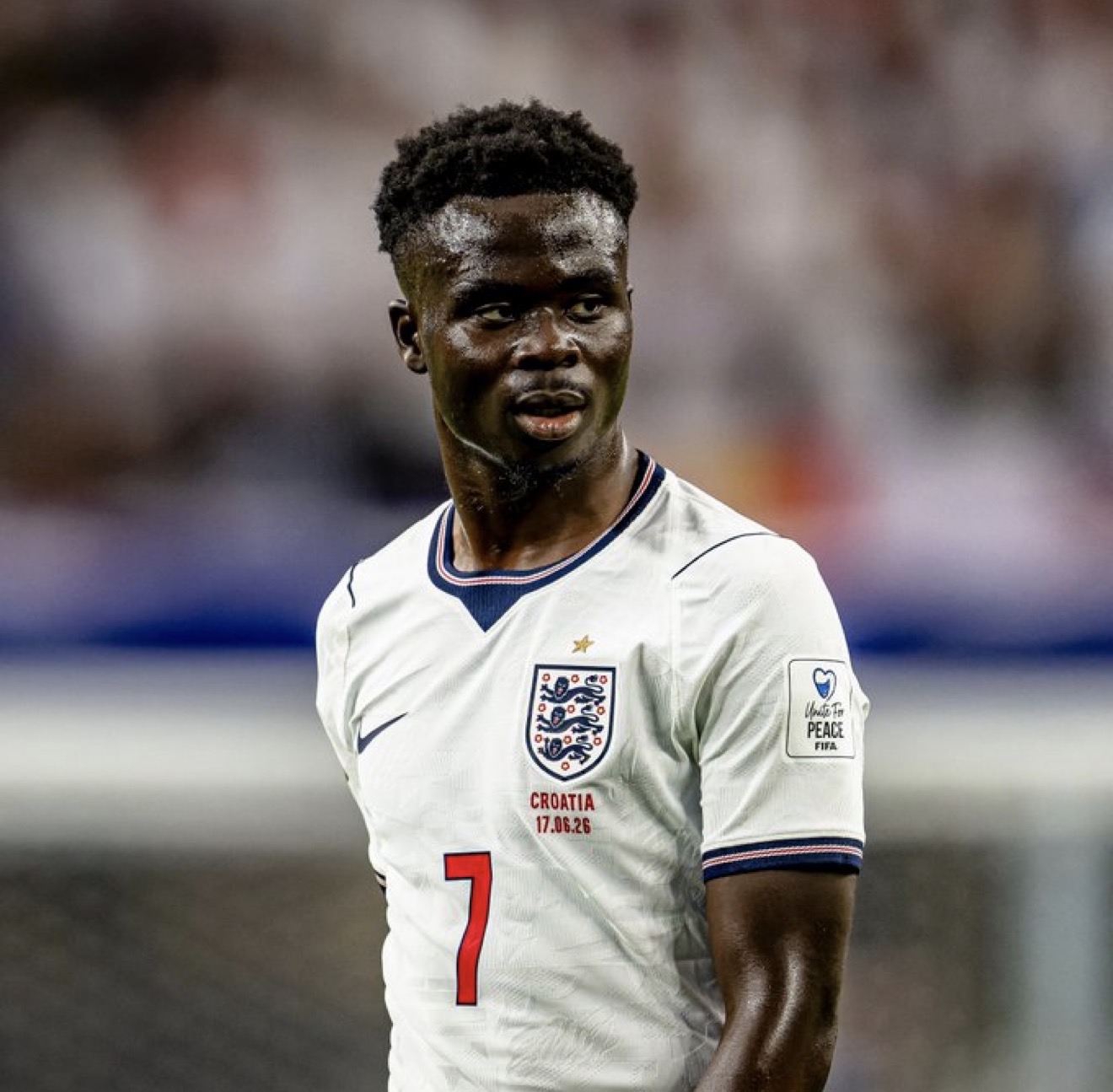 Bukayo Saka, the son of Nigerian immigrants raised in West London, in England colours. Photo: Agencies
