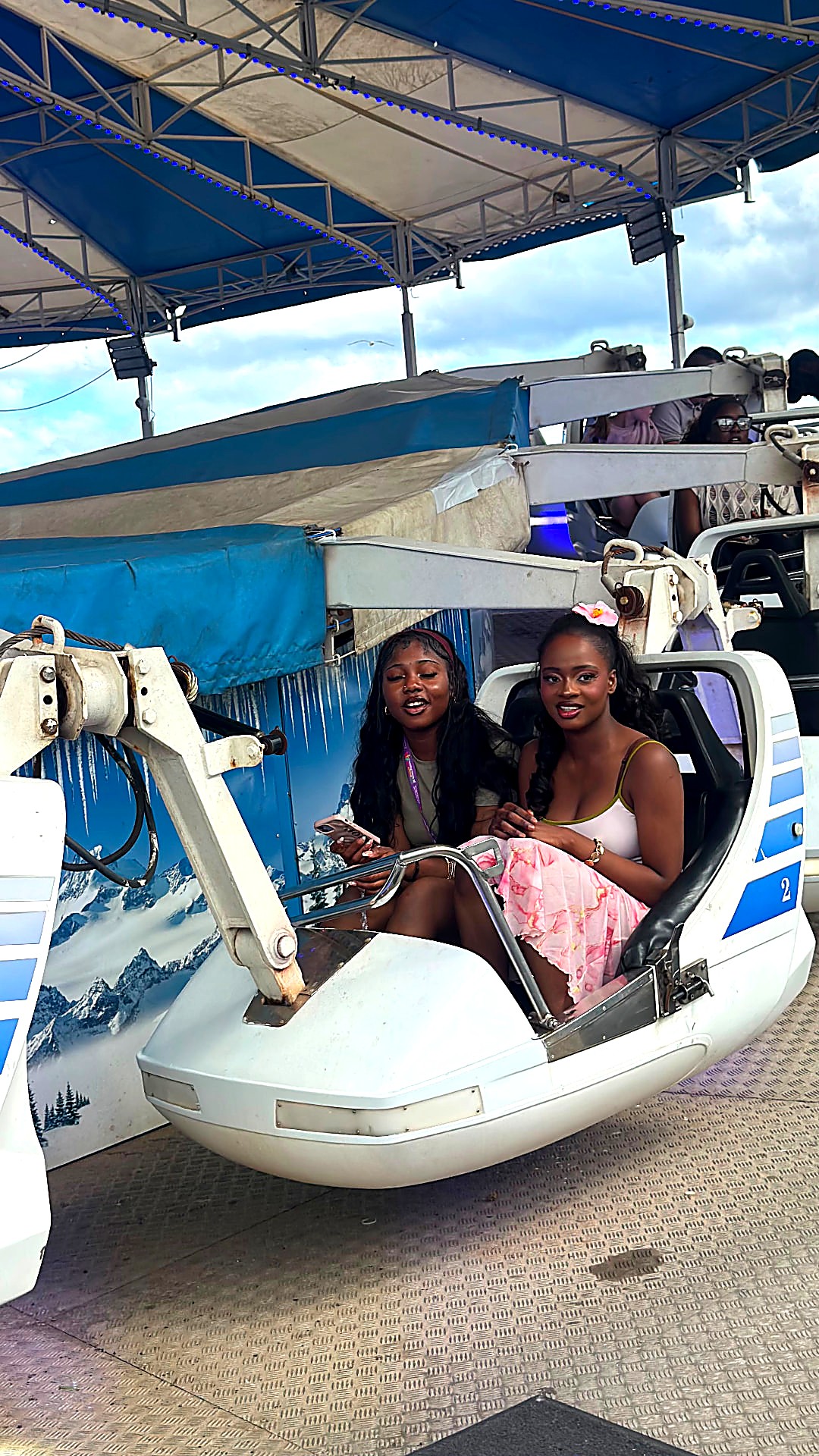 Two participants enjoy a ride at Ocean Beach Pleasure Park.