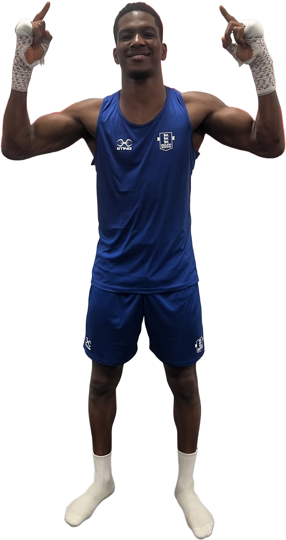 Divine Omojor in England boxing kit ahead of his move into the professional ranks. Photograph: Supplied